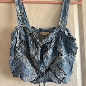 Light blue bandana pattern crop top